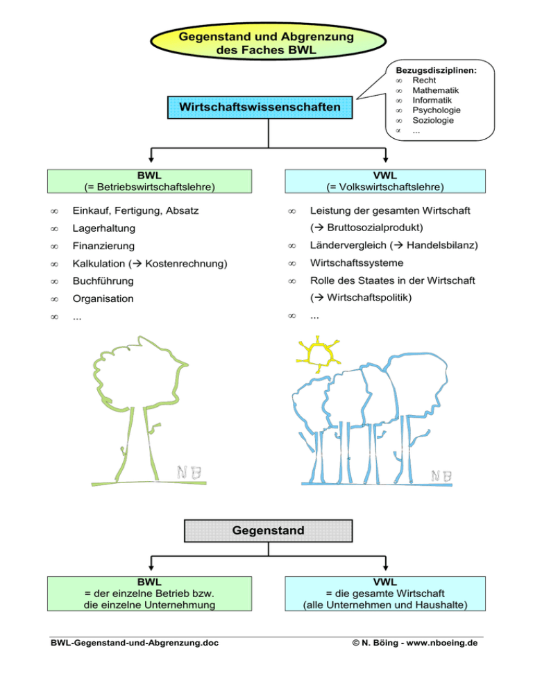 Gegenstand Und Abgrenzung Des Faches BWL